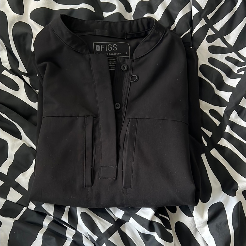 Figs Jet Black Medical Scrub Top
